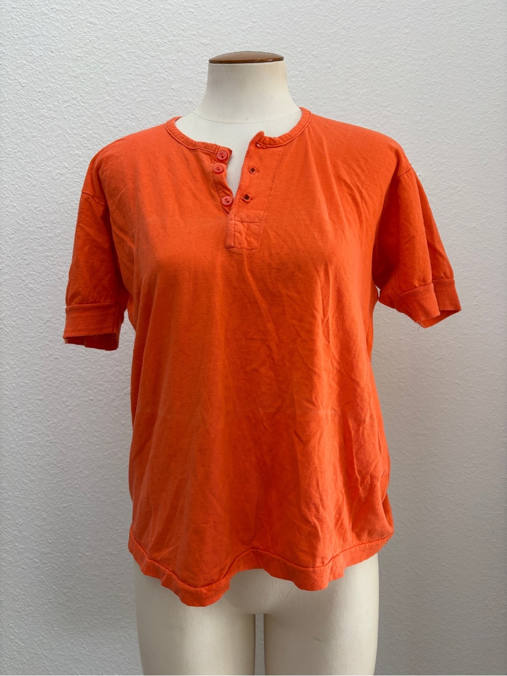 Vintage Orange Short-Sleeve Henley Tee